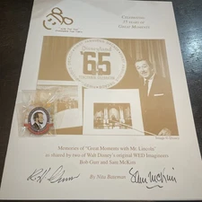 DISNEY DISNEYANA 35 YEARS of GREAT MOMENTS MR. LINCOLN Pin and Program SIGNED 