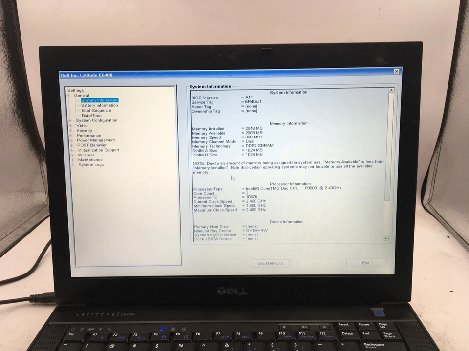 DELL LATITUDE E6400 - BOOTS TO BIOS - INTEL CORE 2 DUO P8600 - 2GB RAM - READ-BB - Image 2 of 4
