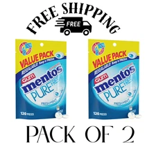 (PACK OF2) Mentos Pure Fresh Mint Sugar Free Gum Extra Value Pack 120 Count