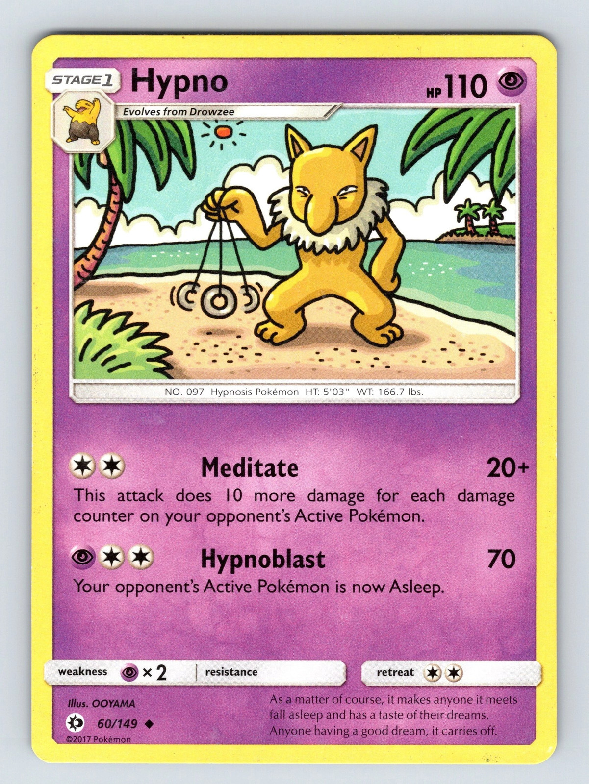 Hypno 60/149 Sun & Moon Base Set Uncommon LP Pokemon TCG