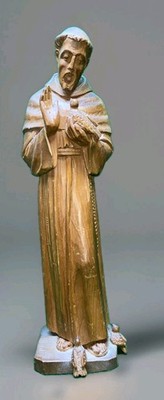 Antique Hummels O. Maeder Lucerne Wood Carving. Catholic Priest With Birds. 