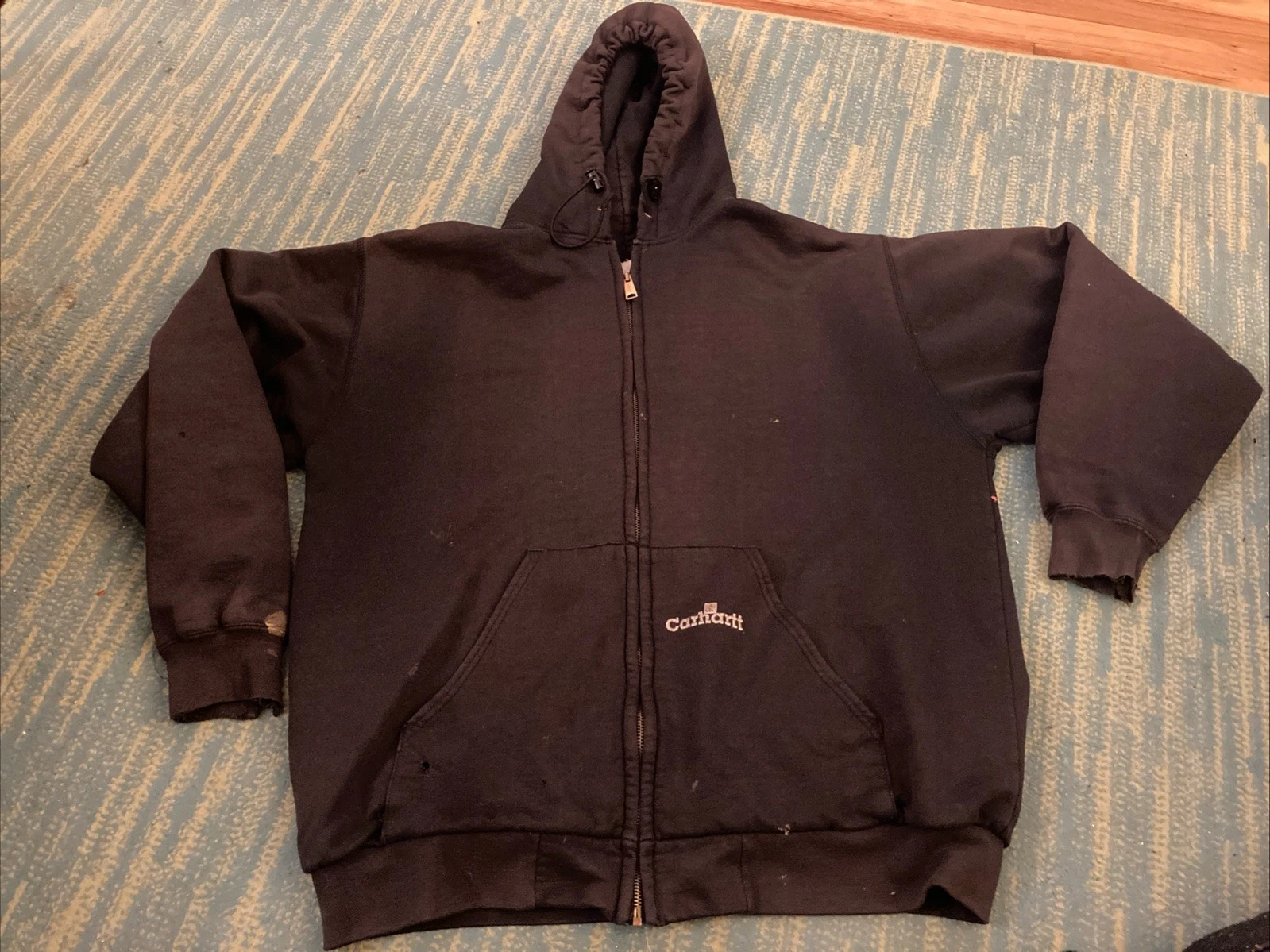 Vintage Carhartt Hoodie * Waffle Thermal Lined * XXL Thrashed Faded 90s