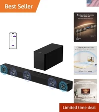 5.1CH Surround Sound Bar with Subwoofer, Dolby Atmos, VoiceMX, BassMX, APP, 3...