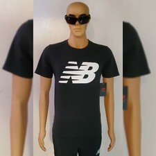 NEW BALANCE CHEST LOGO GRAPHIC TEE MEN'S SHORT SLEEVE CREW NECK SIZE S BLACK