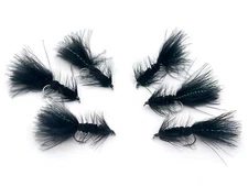 Black Wooly Bugger - 6 pack of BARBLESS sz4 Wooly Bugger Fly Fishing Flies