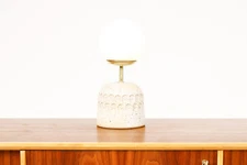 Ceramic Stoneware Studio Pottery Table Lamp — Globe Shade — White Glaze — L25