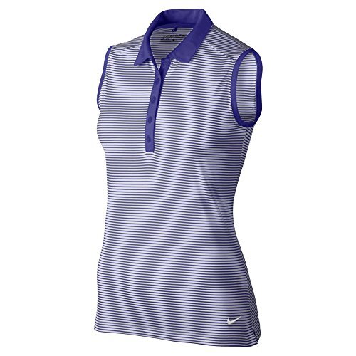 Женское поло без рукавов Nike Golf Victory в полоску Темно-синий, белый, Sz L 725600-512