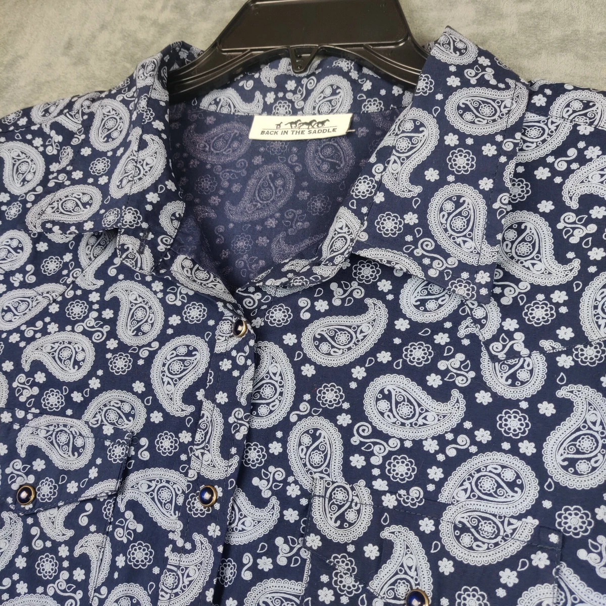 Back in the Saddle Shirt Blue Paisley Pearl Snap Buttons 1X Western Wear Blouse