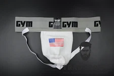 H.E.Arts USA Flag cusotm print Gym Men white 3" waistband jockstraps underwear