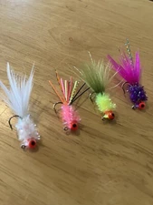 Four  hand tied 1/32 Crappie and Blue Gill Jigs