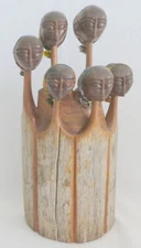 African Women Figurine Sculpture Hand Carved Wood