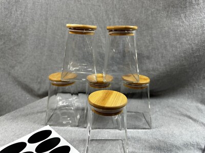 6-pack 19oz Glass Jars with Bamboo Lids and labels - Kitchen Strorage