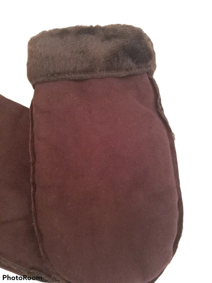 Luvas Talbots marrom chocolate pele sintética aparada camurça tamanho único - Imagem 2 de 4