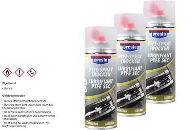 3x Original Presto PTFE Spray trocken Schmierstoff  400ml Sprühdose