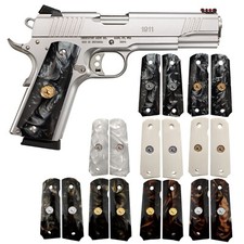 1911 Grips Full Size,Bonded Ivory,Black White Pearl,Silver/Gold Horse medallion