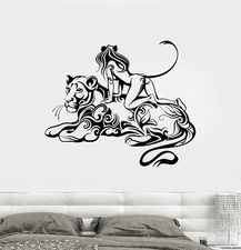 Vinyl Wall Decal Lioness Woman Fantasy Room Design Art Stickers (571ig)