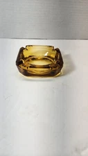 Vintage Amber Glass Ashtray 4.5"