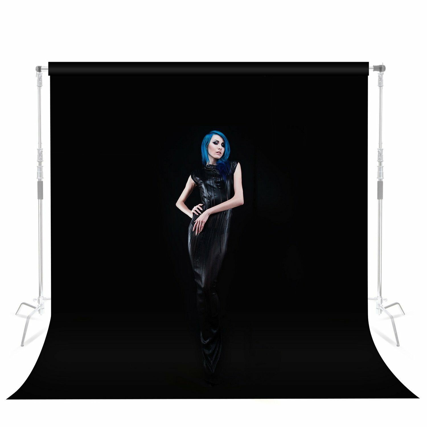 2M Black Photography Background Velvet Photo Backdrop Prop Light