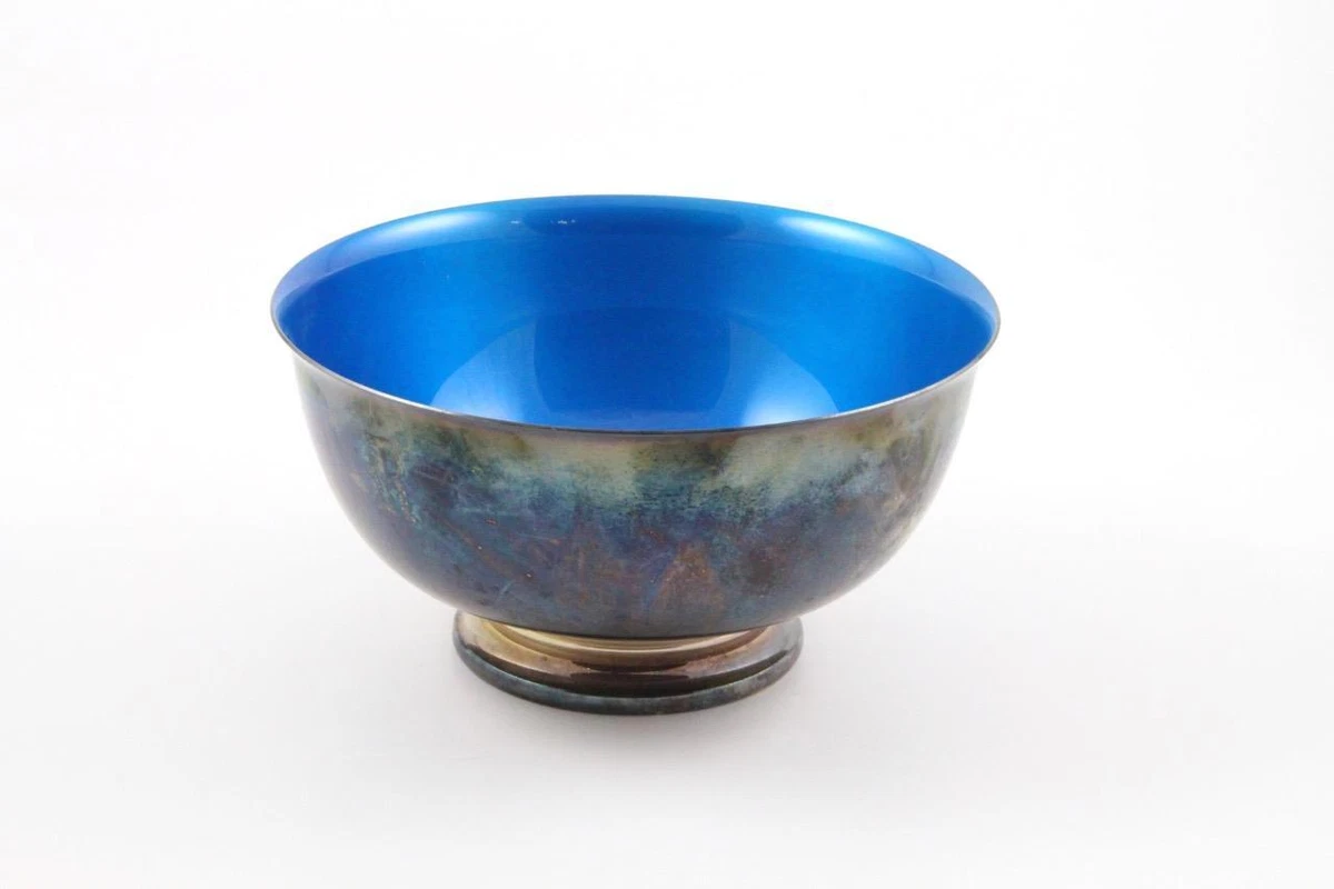 Reed and barton silver bowl with blue best sale enamel