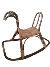 Mid Century Modern Franco Albini style Rattan Bamboo Rocking Horse