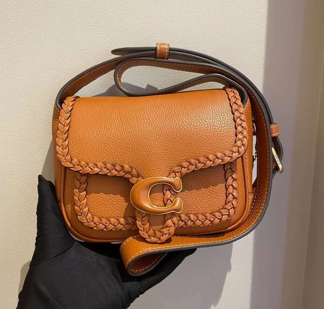 NWT Coach $495 Tabby Leather Messenger 19 With Braid CJ837,Brass/Burnished Amber image 2