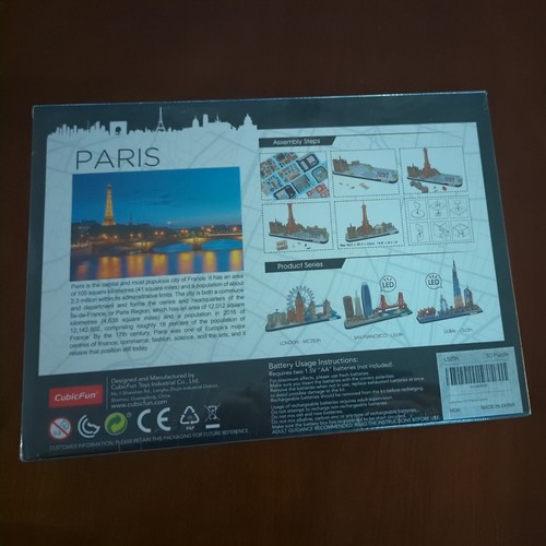 Cubic Fun - 3D Puzzle Cityscape City Line Paris France LED Lighting - Picture 2 of 2