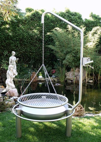 Schwenkgrill Edelstahl Feuerschale 500 Grillrost 8mm entnehmbare Stäbe Dreibein - Bild 9 von 12
