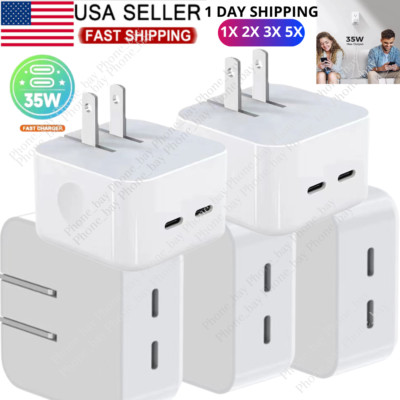 35W Dual USB-C Wall Fast Charging Block PD Power Adapter For iPhone/iPad Lot