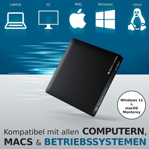 techPulse120 External USB UHD 4k M-Disc BDXL Drive Blu-ray Burner Superdrive - Picture 4 of 7