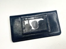 Vintage HOBO International Bi Fold Black Smooth Leather Wallet Checkbook Cover