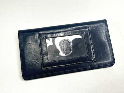 Vintage HOBO International Bi Fold Black Smooth Leather Wallet Checkbook Cover