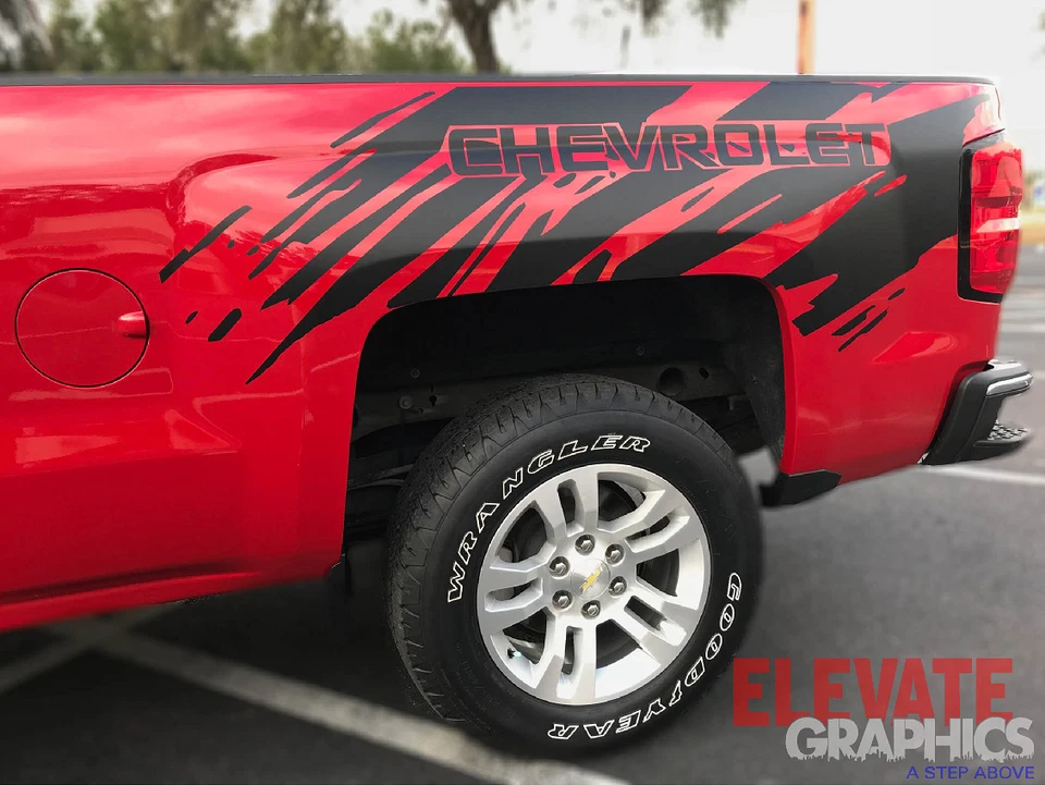 Calcomanías adhesivas de vinilo a rayas laterales salpicaduras 2007-2018 para Chevy Silverado Foto 3 de 4