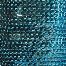 Aqua Blue Metallic 5mm cup Sequin Trim, Flat Stitched Strung by the yard 15'