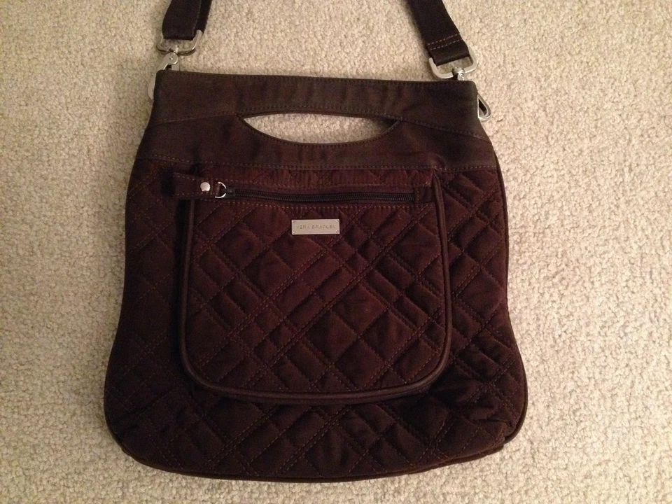 VERA BRADLEY Espresso Brown Classic Shoulder Bag, Zebra Print Liner