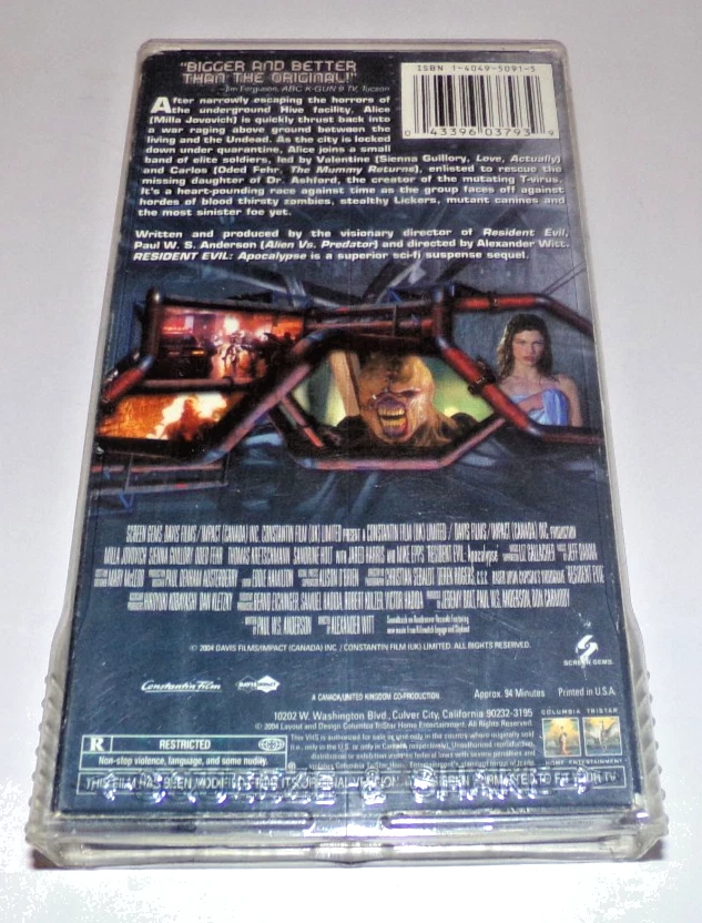 rare Resident Evil Apocalypse Milla Jovovich VHS Video NTSC former rental Foto 2 de 4
