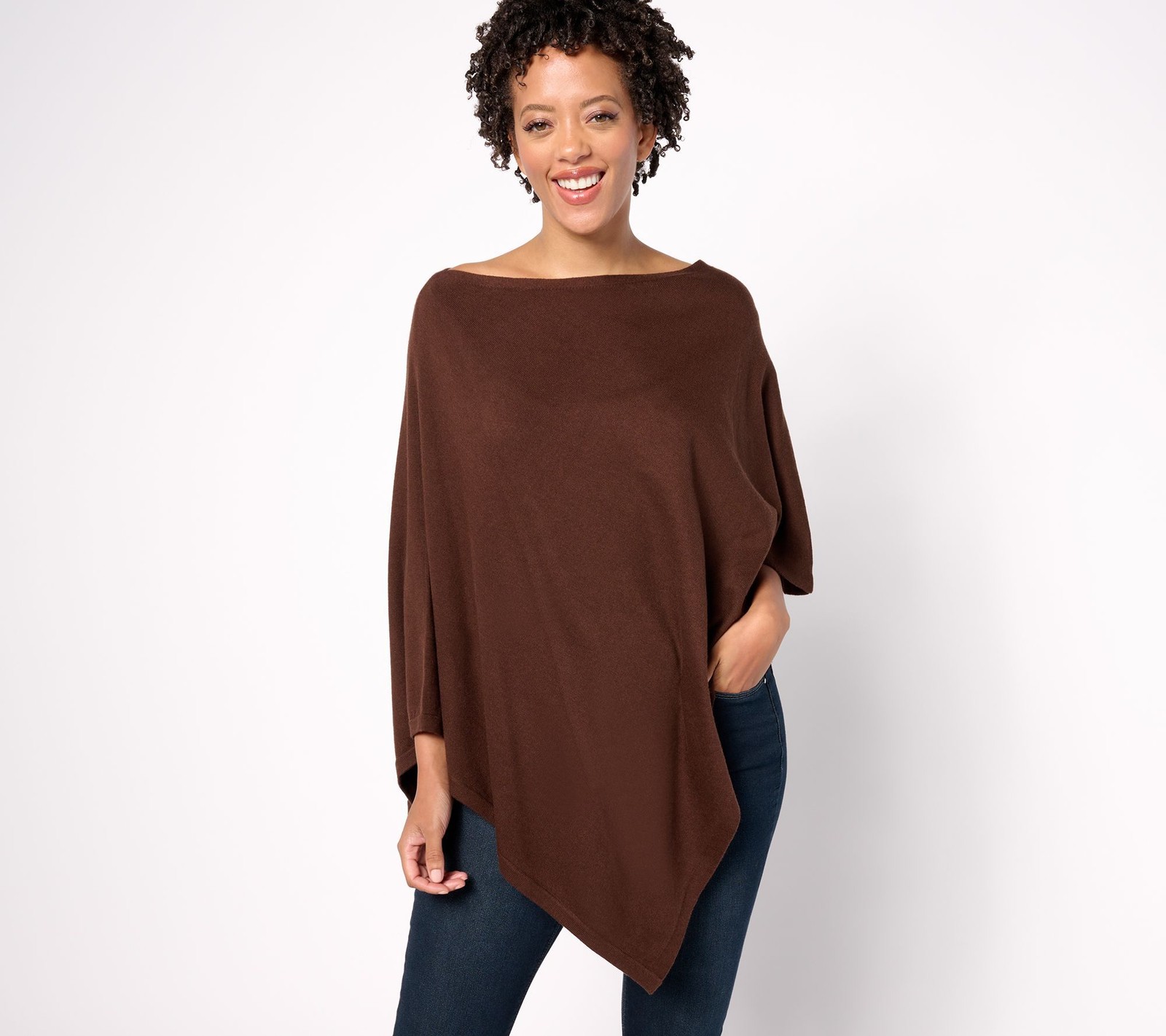 BEAUTIFUL by Lawrence Zarian Women's Top Sweater Sz XS Asymmetric Brown A630488