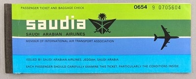 SAUDIA VINTAGE USED AIRLINE TICKET 1978 SAUDI ARABIA EAST AIRLINES NYC MIAMI
