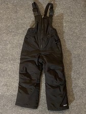 Lands' End Snow Bibs Kids 5 Black Insulated Nylon Grow A Long Adjustable Straps