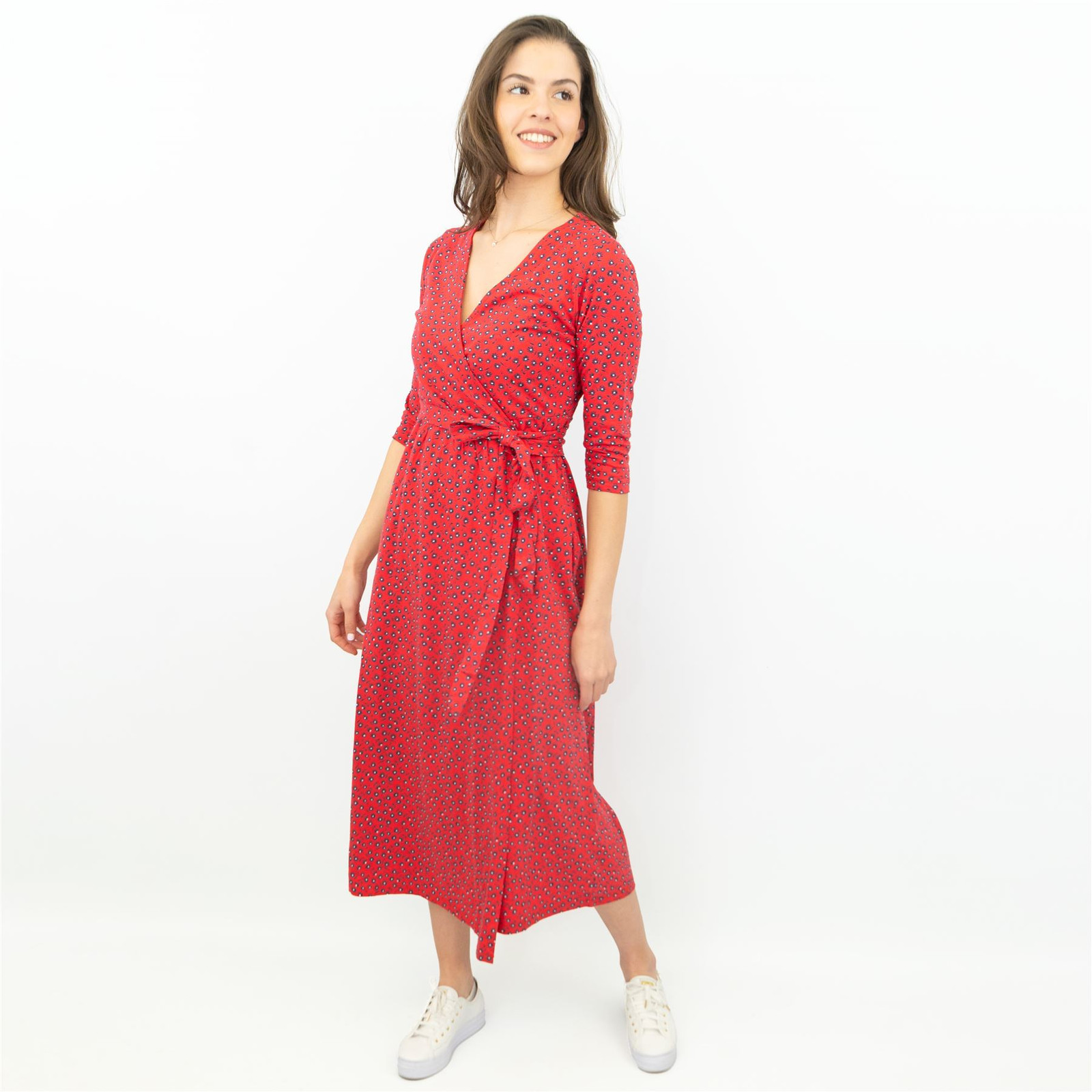 Frugi Womens Dress Jolie Maternity Nursing Jersey Red Wrap Cotton Size 8