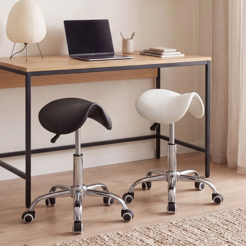 FineBuy Design Tabouret à Roulettes Pivotant 360° Rembourré Tabouret de bureau - Photo 1/1