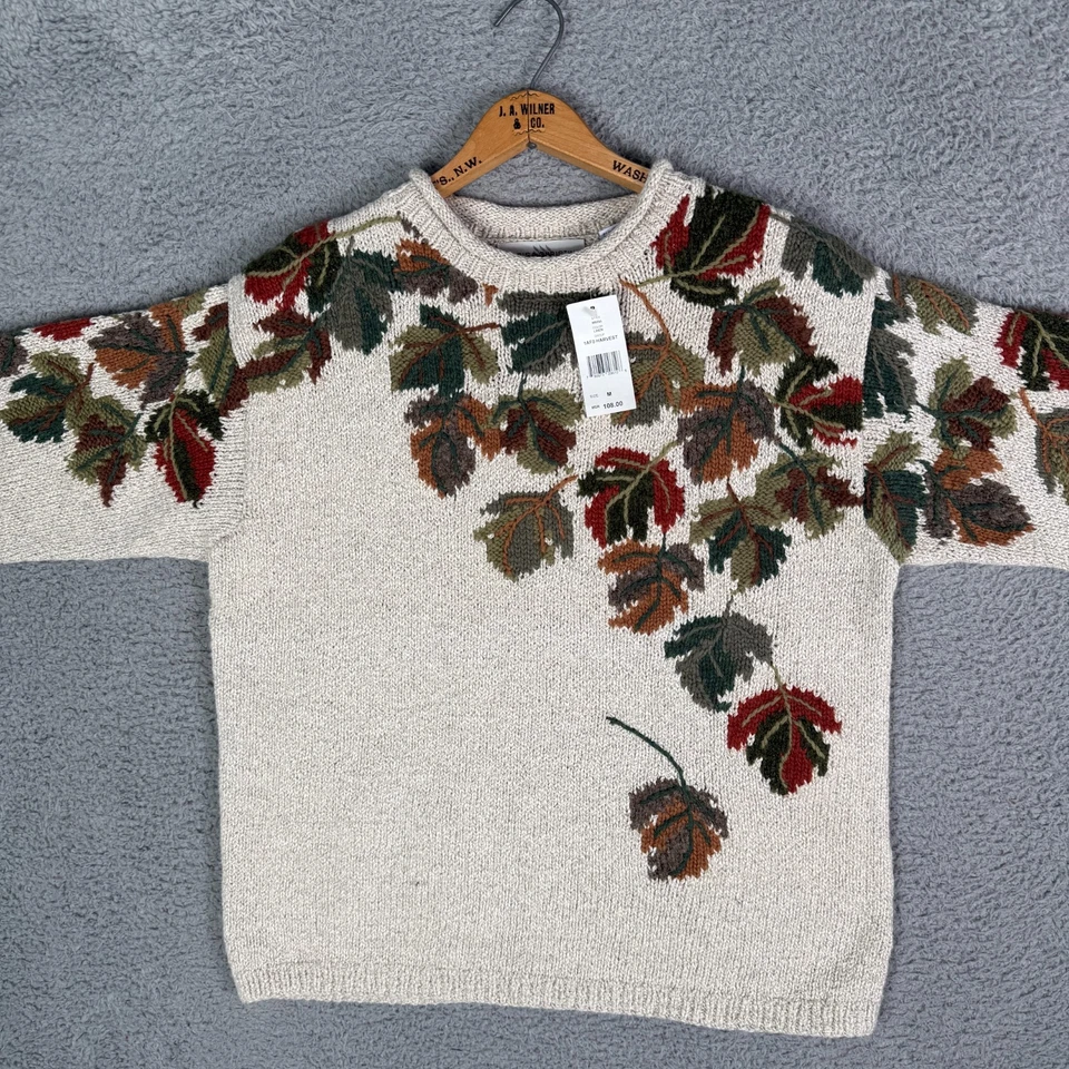 Suéter Marisa Christina Tejido Otoño Para Mujer Hojas Medianas Estampado Completo Nuevo Con Etiquetas Foto 2 de 4