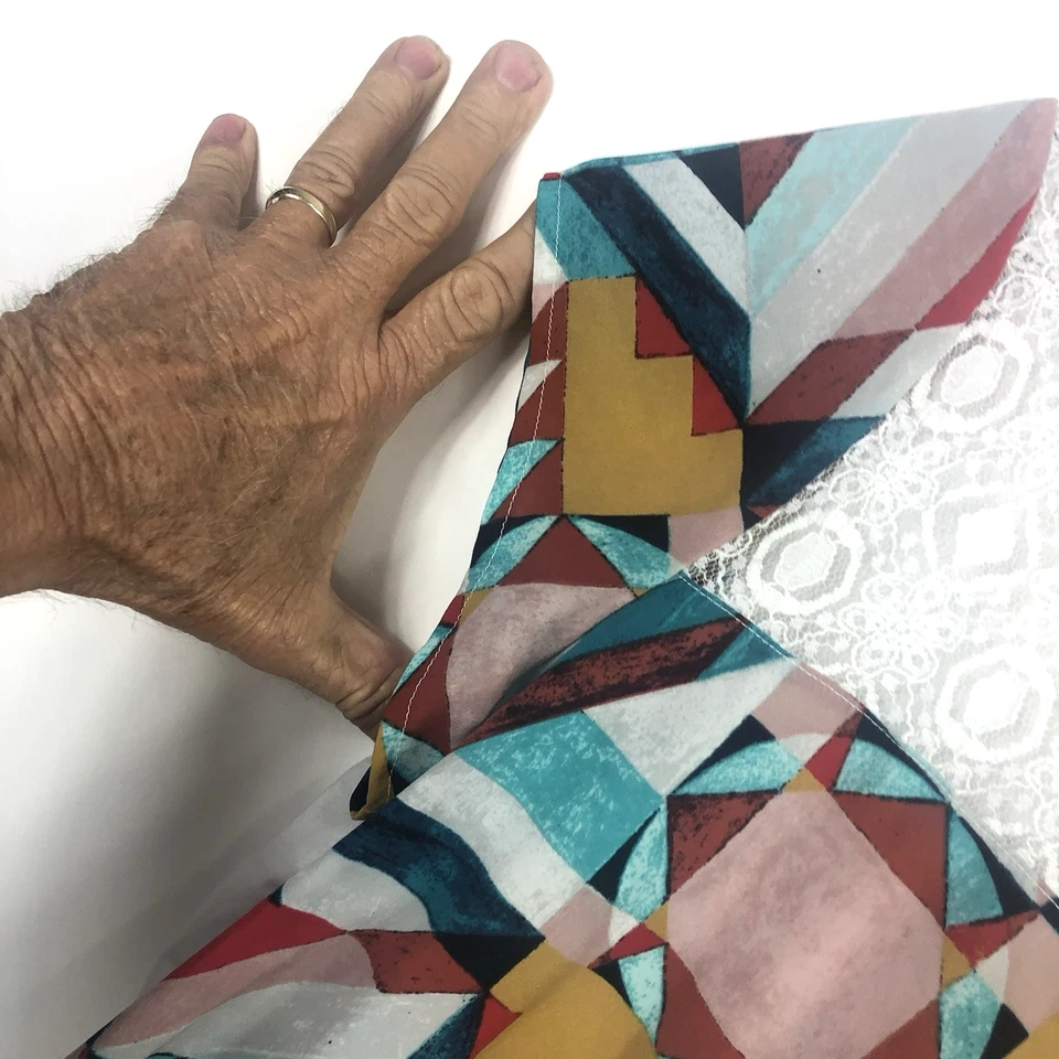 Van Heusen Mujer Cuello Redondo Multicolor Geométrico Manga Corta Causal Talla L Foto 3 de 4