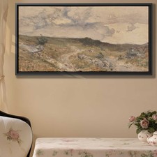 Vintage Watercolor Landscape Canvas Print Wall Art Decor Country Rolling Hills