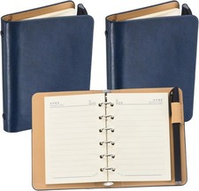 2Set 6 Ring Binder Cover, A7 Leather Notebook Binder with 50 Sheets Refillable H
