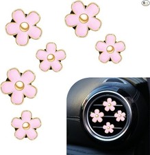 6PCS Daisy Flower Air Vent Clip, Refillable Car Air Freshener Diff Color: Pink