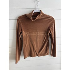 Everlane Womens The Velour Mini Dress Brown/ Camel Long Sleeve - Size S 0659