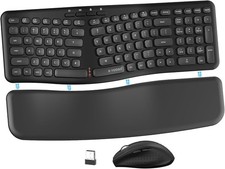 E-Yooso E-757 Wireless Split Wave Keyboard w/ Wrist Rest  Mouse RF 