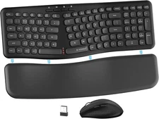 E-Yooso E-757 Wireless Split Wave Keyboard w/ Wrist Rest & Mouse (RF)