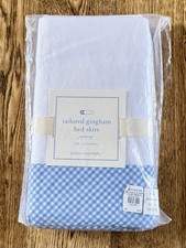 Pottery Barn Baby Blue Gingham Tailored Crib Bed Skirt