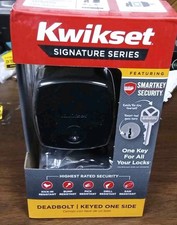 Kwikset Midtown Matte Black Single Cylinder Deadbolt w Soft Modern Rose SmartKey